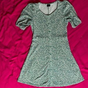 Green and white girls kids dress casual